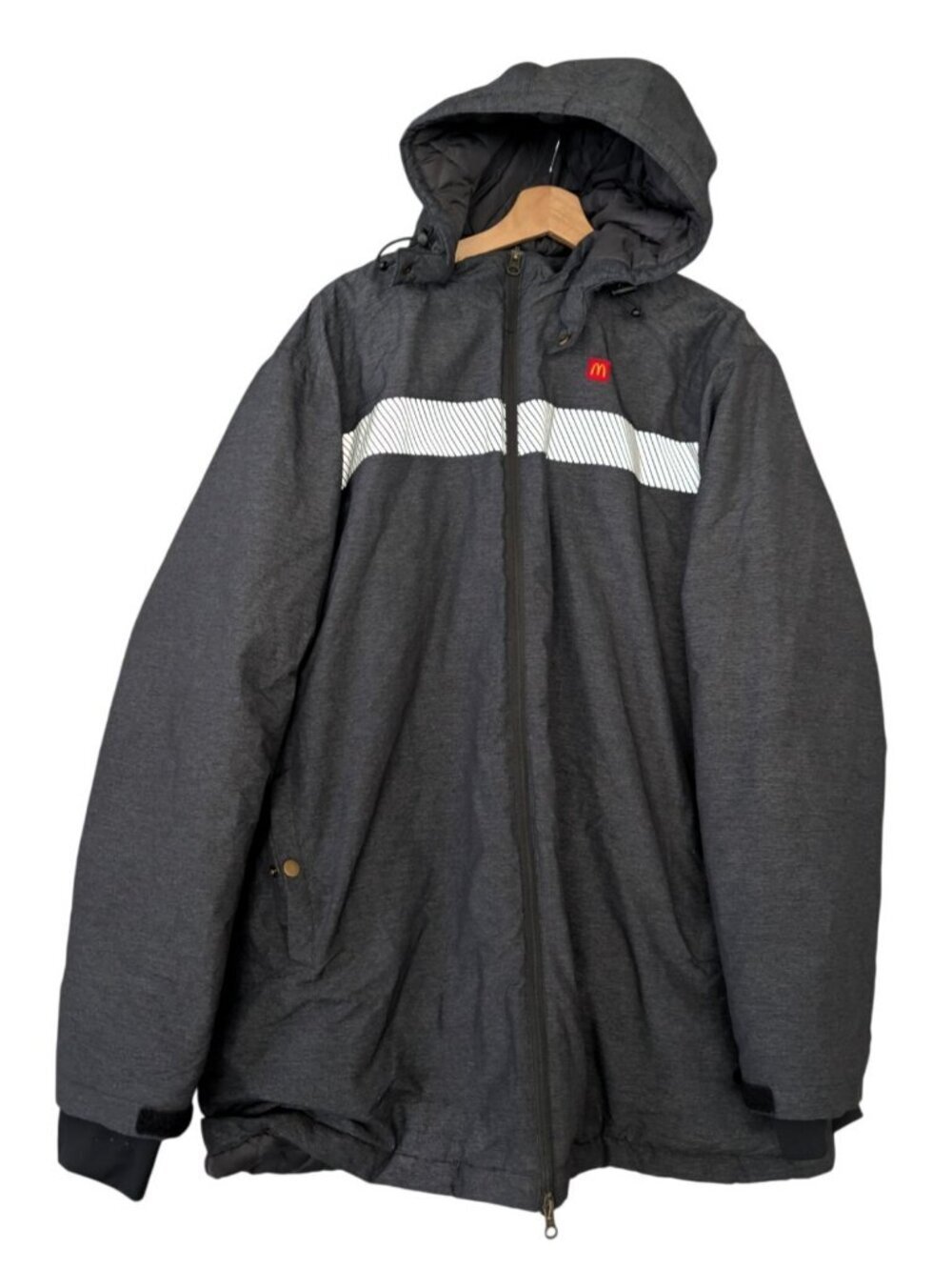 McDonald's Employee Uniform Winter Parka Coat XL Grey Reflective Workwear Jacket